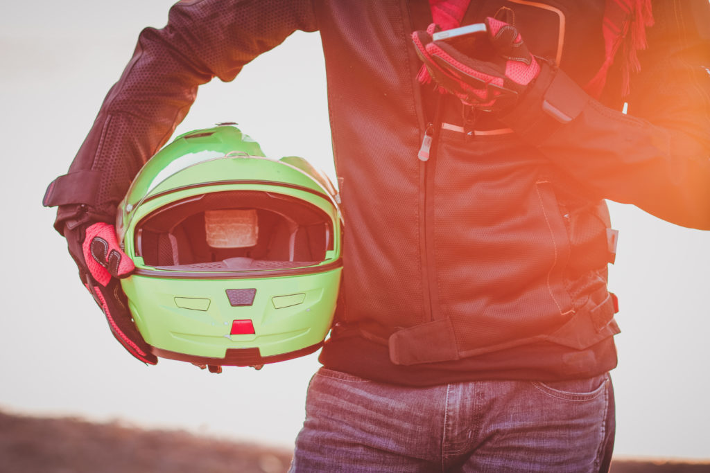 Man with a Motorcycle Helmet